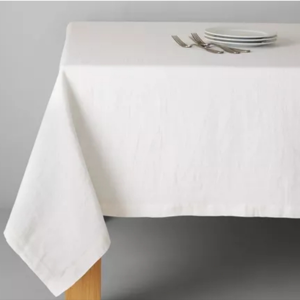 ❤️BUY 2 GET 1 FREE  Sur La Table Classic White Linen Tablecloth, Size 108"x70"